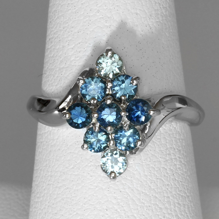 Blue Ombre Montana Sapphire 14kt Gold Cocktail Ring - Click Image to Close